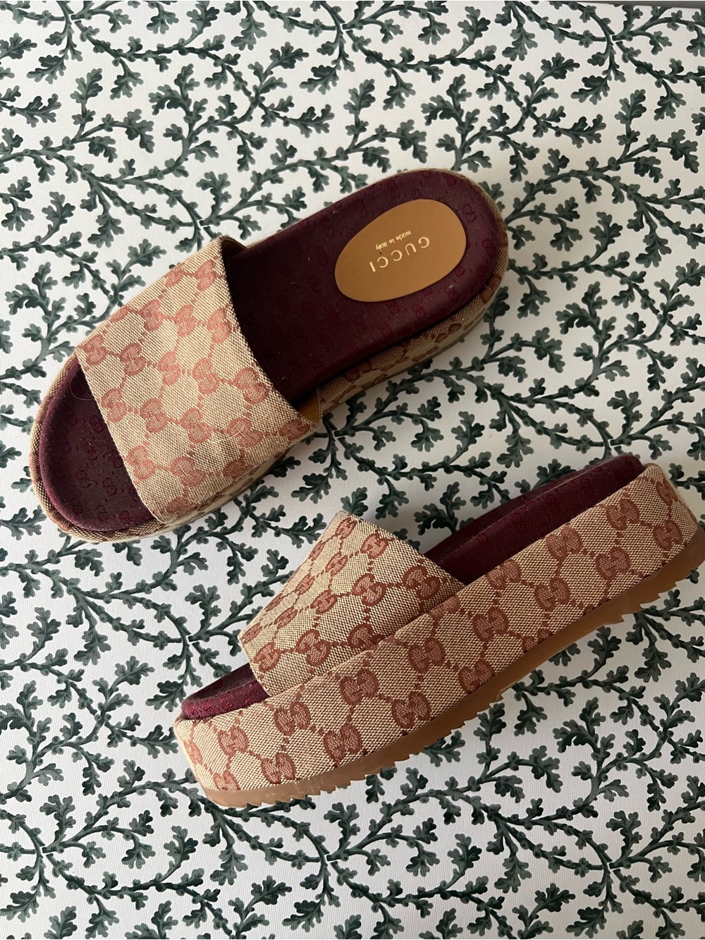 Gucci Angelina Monogram Slide Sandals